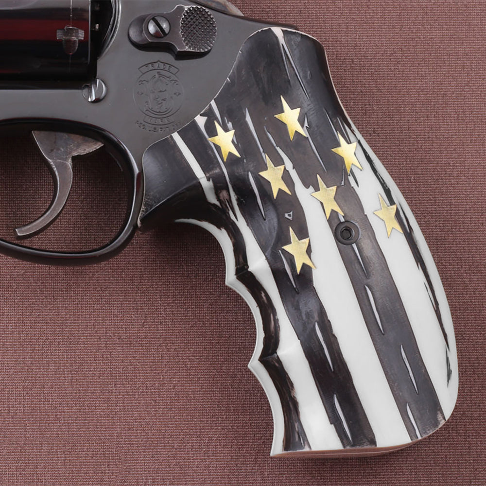 KSD Brand Smith Wesson K/L/X - Frame Round Butt, Acrylic White Grips