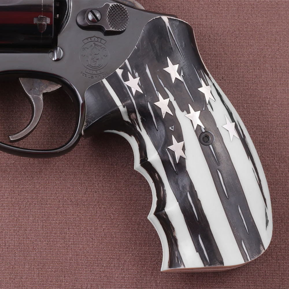 KSD Brand Smith Wesson K/L/X - Frame Round Butt, Acrylic White Grips