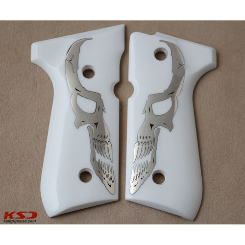 KSD Brand Beretta 92FS, 92, 92F, 92A1, 92FS INOX, 92G, 92D, 96, 96D,, Acrylic White Grips