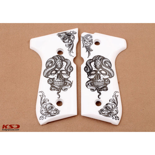 KSD Brand Beretta 92FS, 92, 92F, 92A1, 92FS INOX, 92G, 92D, 96, 96D,, Acrylic White Grips