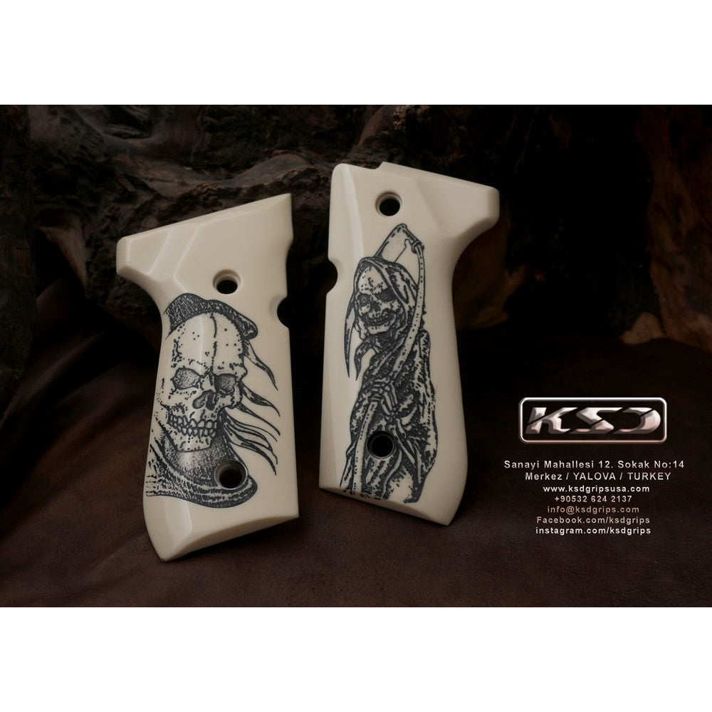 KSD Brand Beretta 92FS, 92, 92F, 92A1, 92FS INOX, 92G, 92D, 96, 96D,, Acrylic Ivory Grips