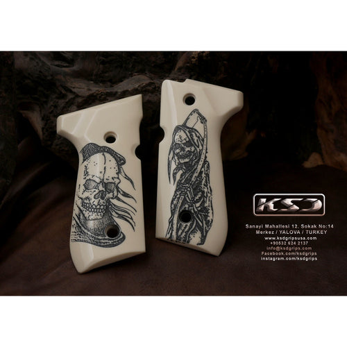 KSD Brand Beretta 92FS, 92, 92F, 92A1, 92FS INOX, 92G, 92D, 96, 96D,, Acrylic Ivory Grips