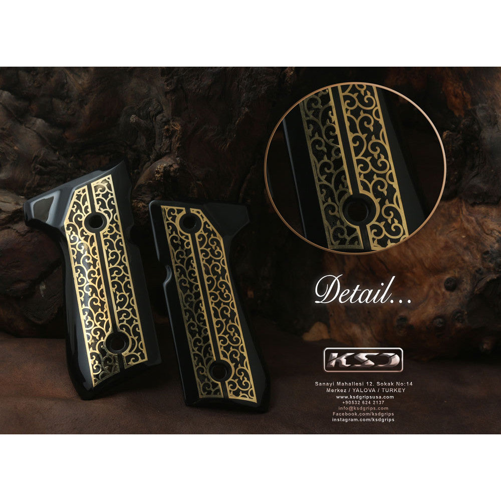 KSD Brand Beretta 92FS, 92, 92F, 92A1, 92FS INOX, 92G, 92D, 96, 96D,, Acrylic Black Grips