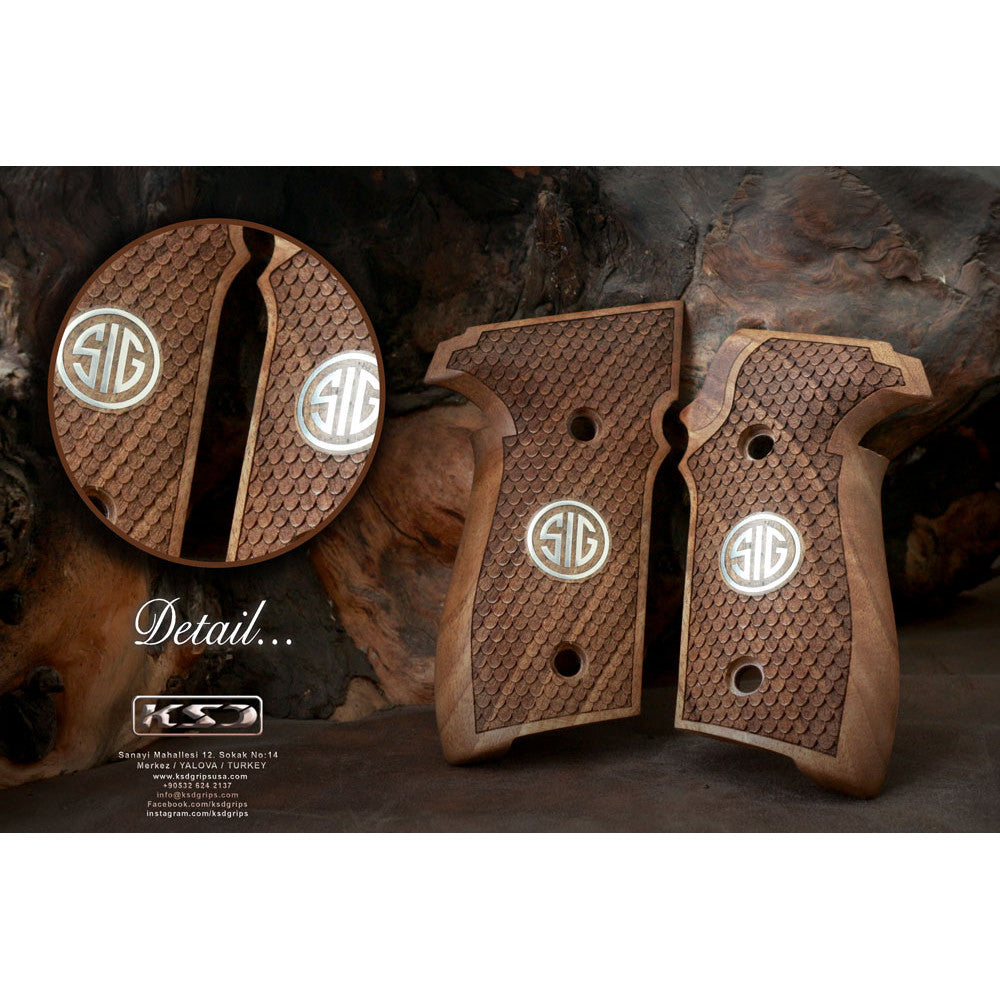 KSD Brand Sig Sauer P228 / P229 / M11 A1, Turkish Walnut Grips