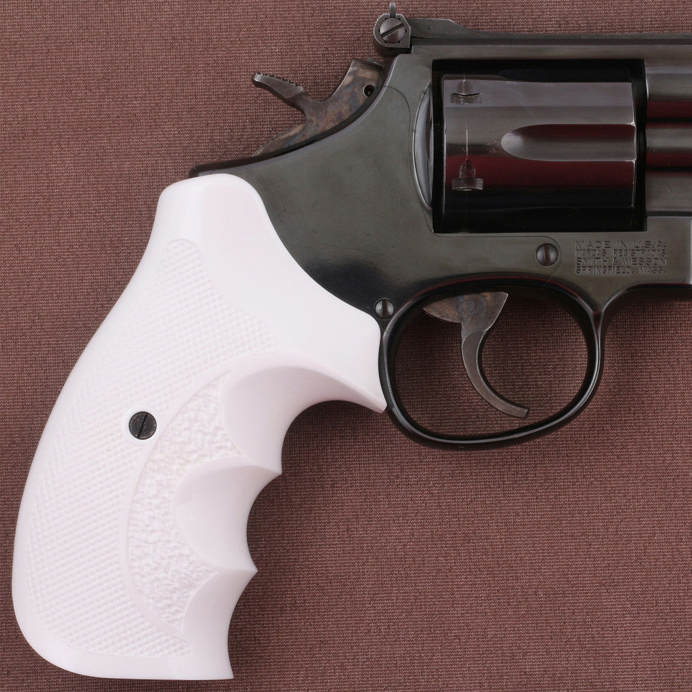 KSD Brand Smith Wesson K/L/X - Frame Round Butt, Acrylic White Grips