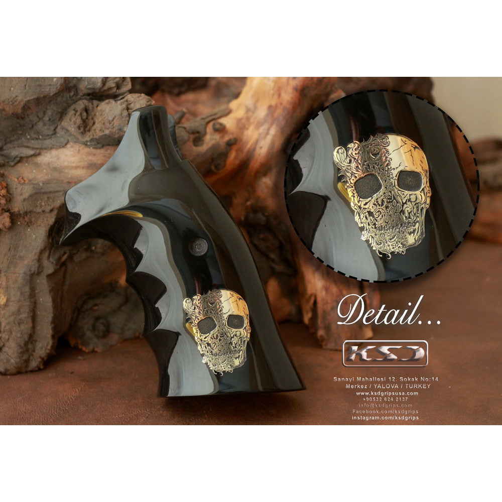KSD Brand Smith Wesson K/L/X - Frame Round Butt, Acrylic Black Grips